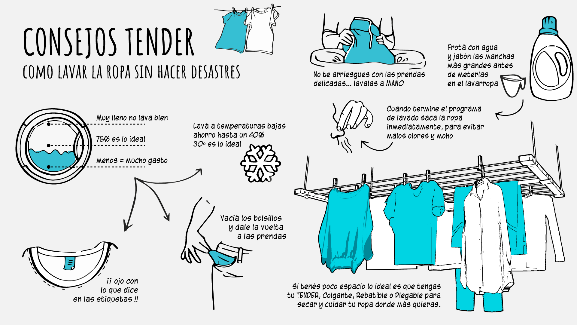 Cómo lavar la ropa sin hacer desastres? - Tender®